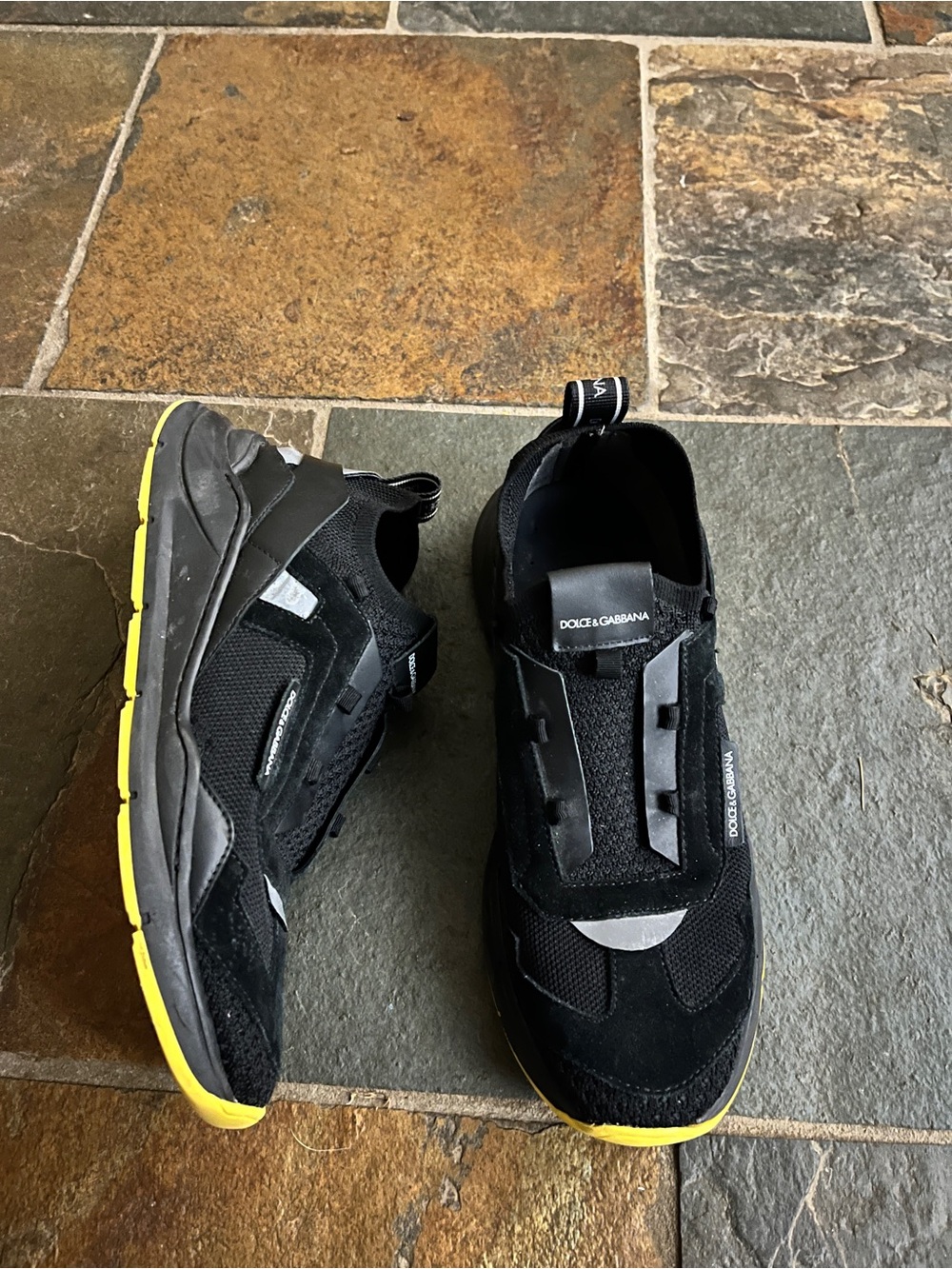 Dolce & Gabbana Women's Black Sneakers with Yellow Accent